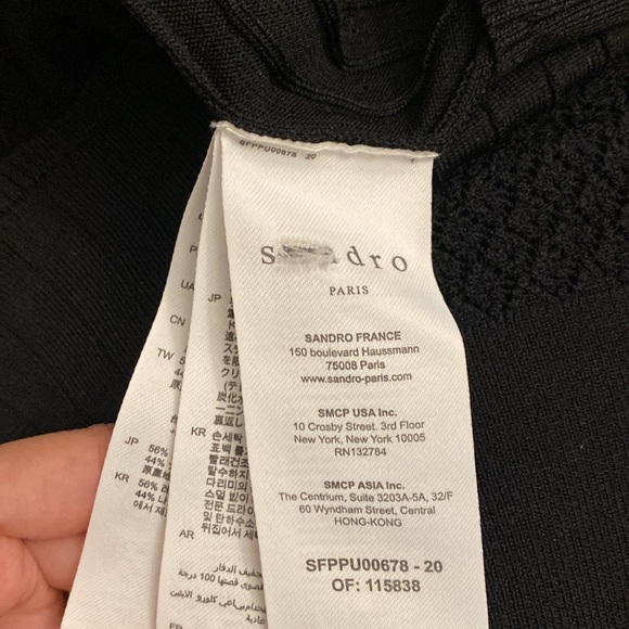 Sandro 2-tone Puff Sleeve Midi Knit Dress - Picture 8 of 8